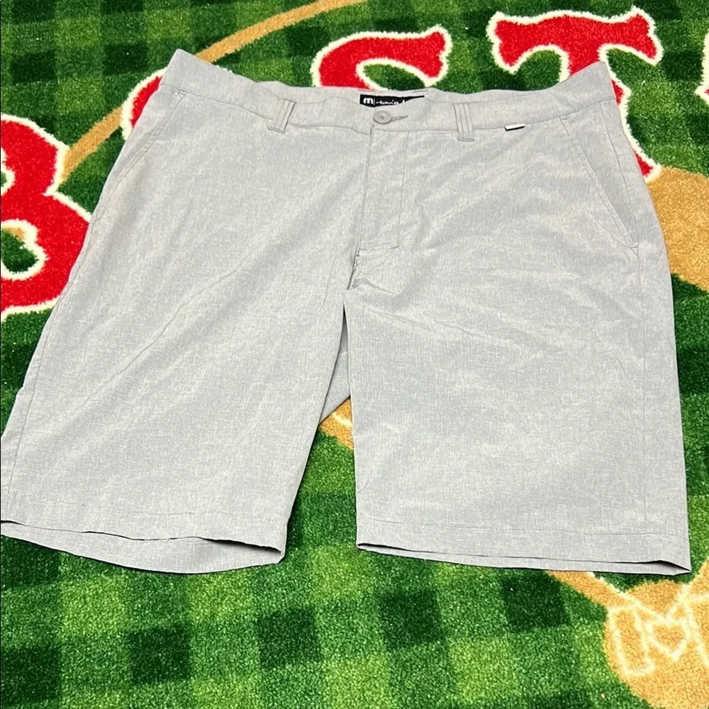 Travis Mathew Mens 36 Gray Solid Performance Golf Shorts Flat Front Stretch